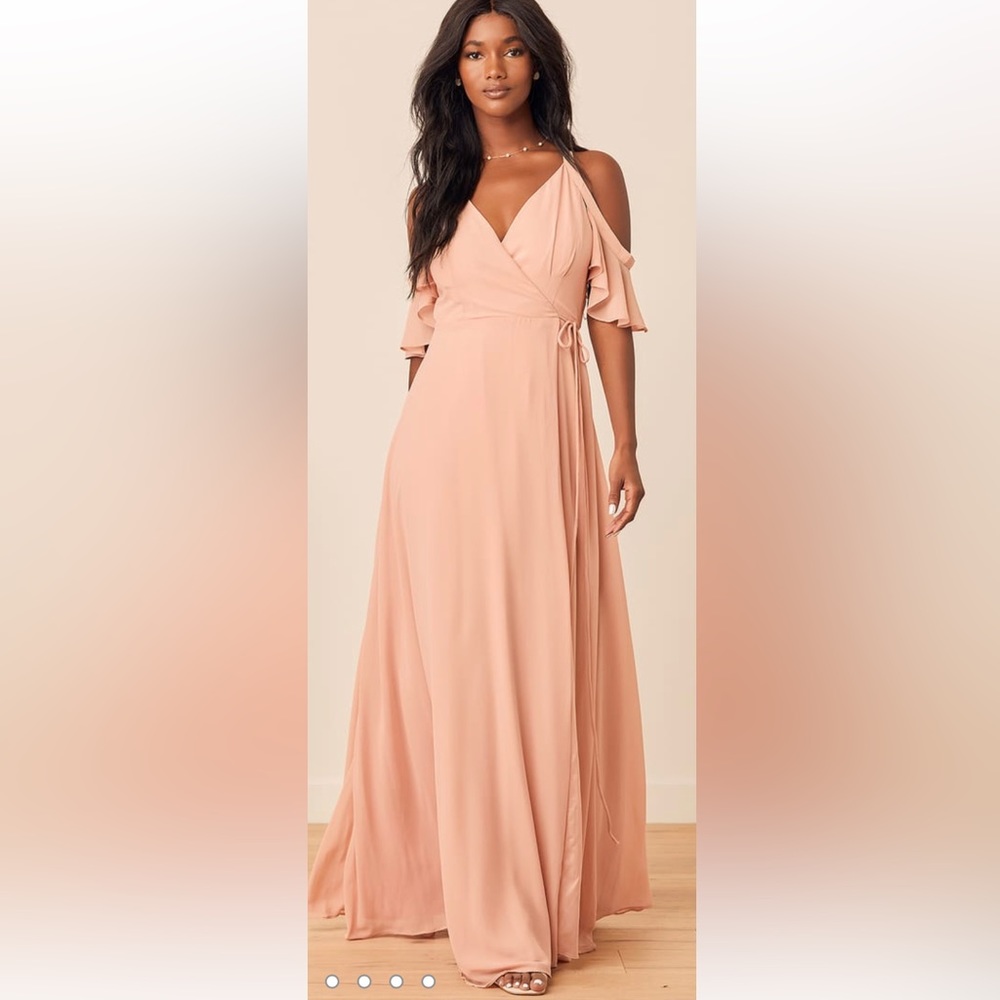 Nwt Lulus Blush Cold Shoulder Maxi Wrap Dress - image 2